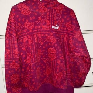 PUMA Burgundy and Red Paisley Hoodie